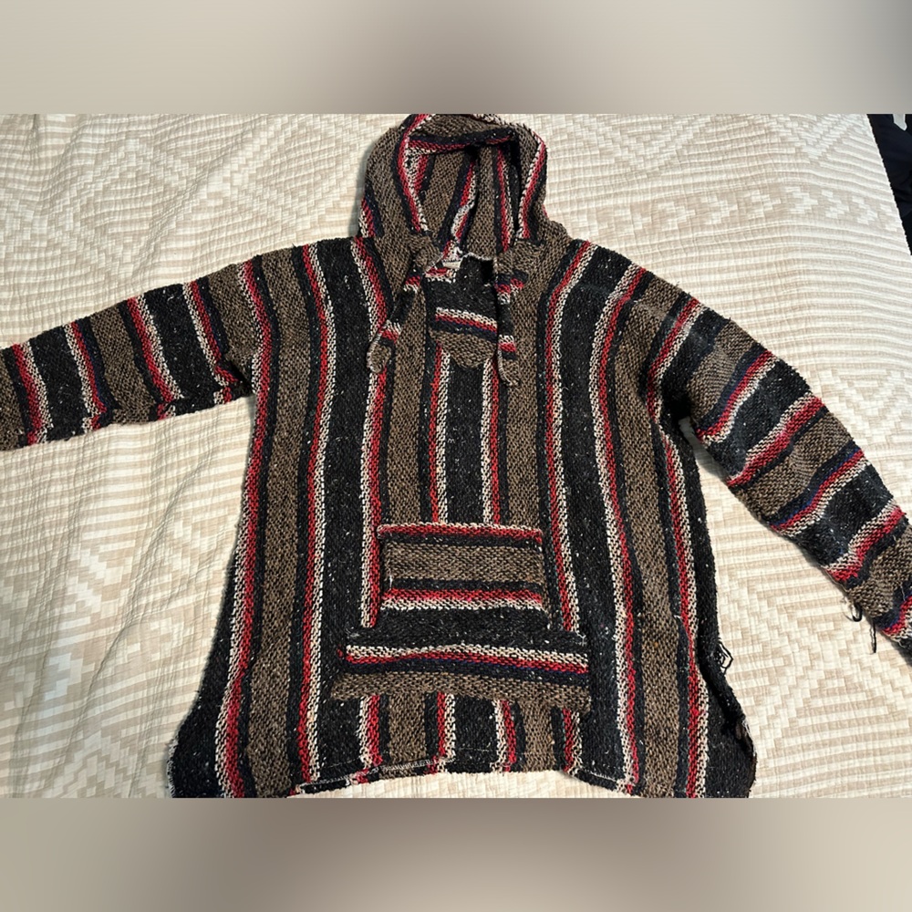 Mexican Blanket Hoodie Hippie Look